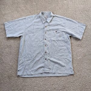 Luau Hawaiian Linen Shirt Men's XL Green